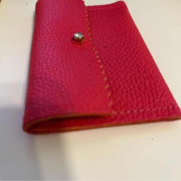 Handmade Red Leather Credit Card Business Card Case Holder - Picture 6 of 10